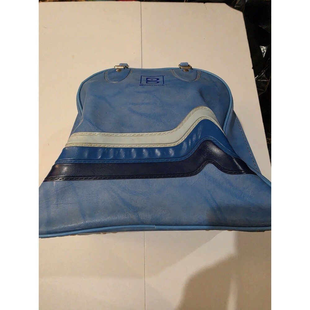 Vintage Brunswick Blue Bowling Ball Bag with Metal Rack Tri-color
